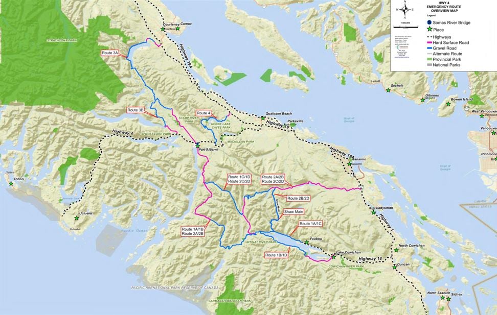 a map of possible alternative routes