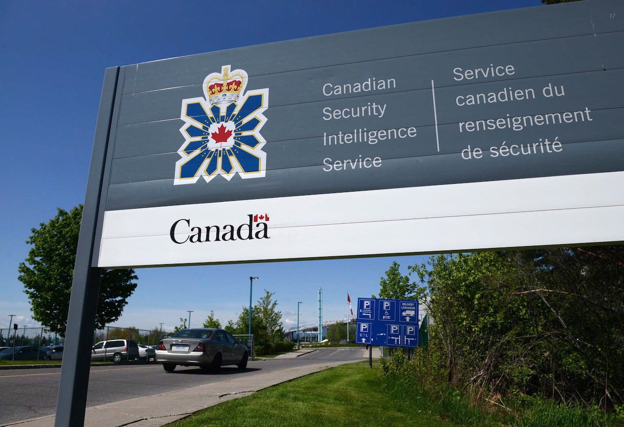 A sign that reads, Canadian Security Intelligence Service.