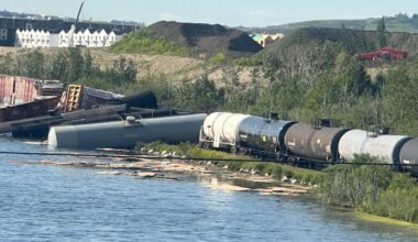 Train derailment sends 11 freight cars into wetland in southwest Calgary