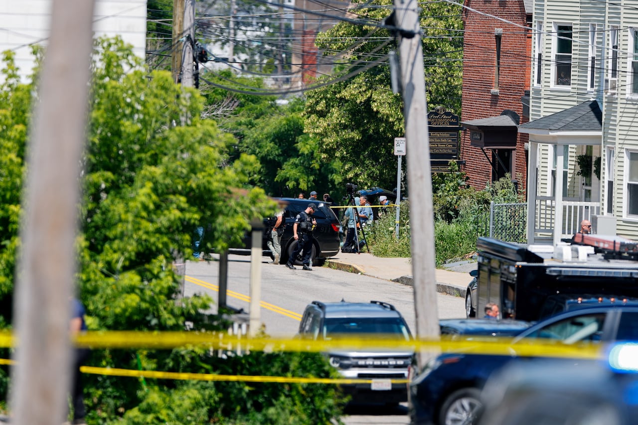 A police car seen from far away.