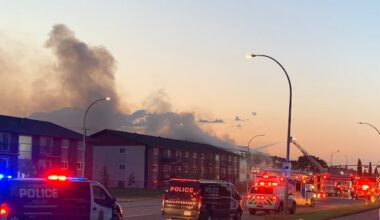 Fatality confirmed as firefighters battle blaze at north Edmonton apartment building