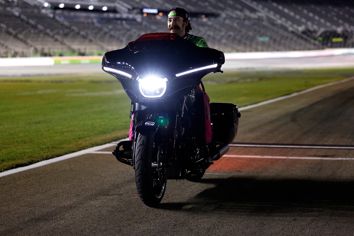 Ryan Blaney rode a motorcycle around Atlanta race track after late-night NASCAR win