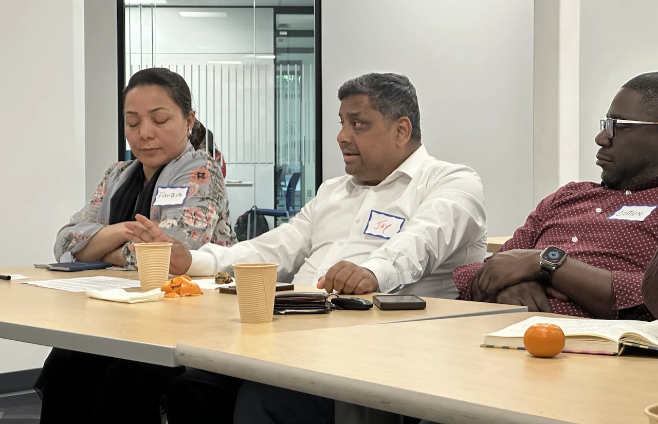 People sitting at a table.