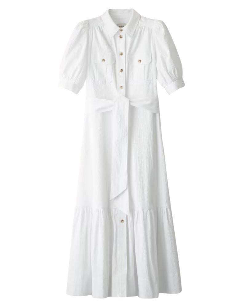 Midi Shirt Dress Cotton Seersucker