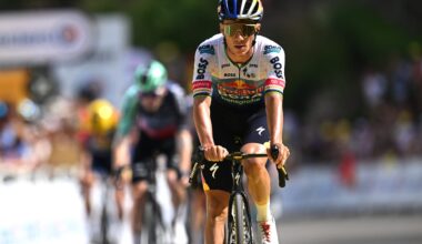GAVARNIE-GEDRE, FRANCE - JULY 09: Remco Evenepoel of Belgium and Team Red Bull - BORA - hansgrohe crosses the finish line during the 113th Tour de France 2026, Stage 6 a 186.2km stage from Pau to Gavarnie-Gedre 1379m / #UCIWT / on July 09, 2026 in Gavarnie-Gedre, France. (Photo by Tim de Waele/Getty Images)
