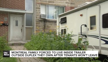 Montreal family forced to live in trailer outside duplex they own