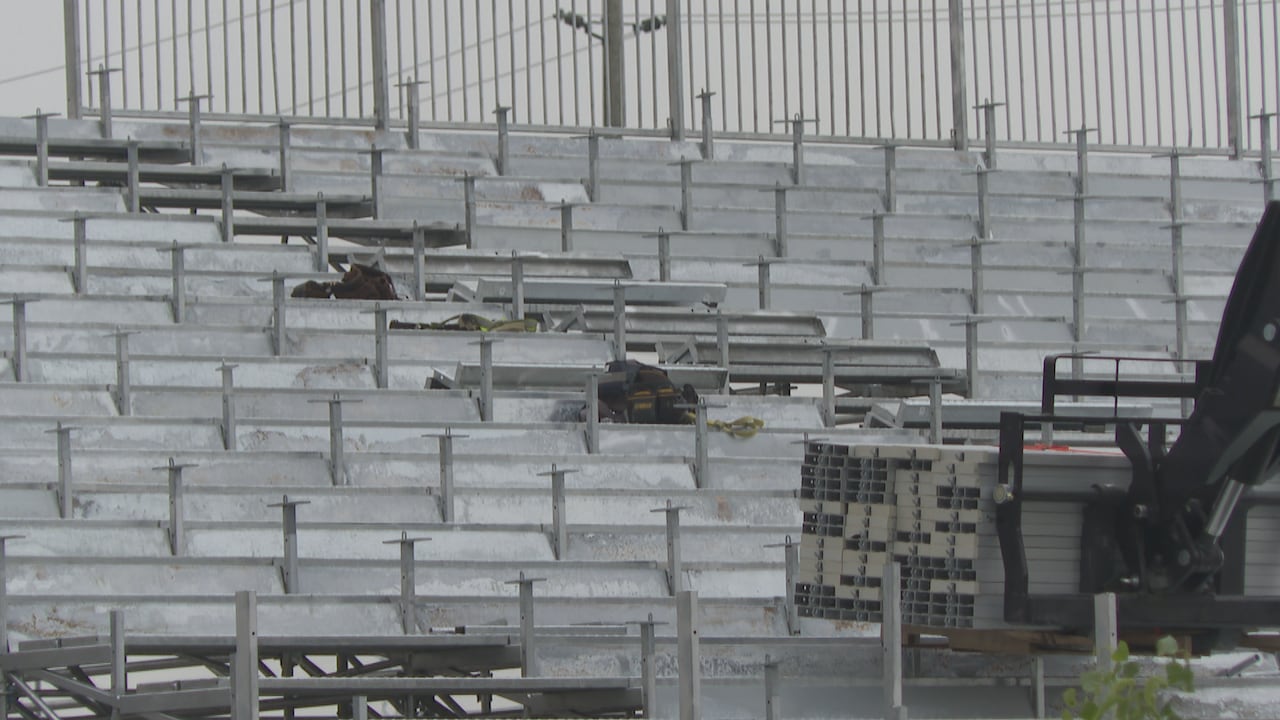 Grandstand construction in Markham.
