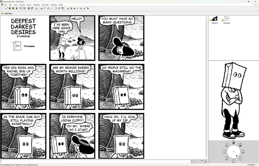 Microsoft screenshot of Comic Chat on Windows