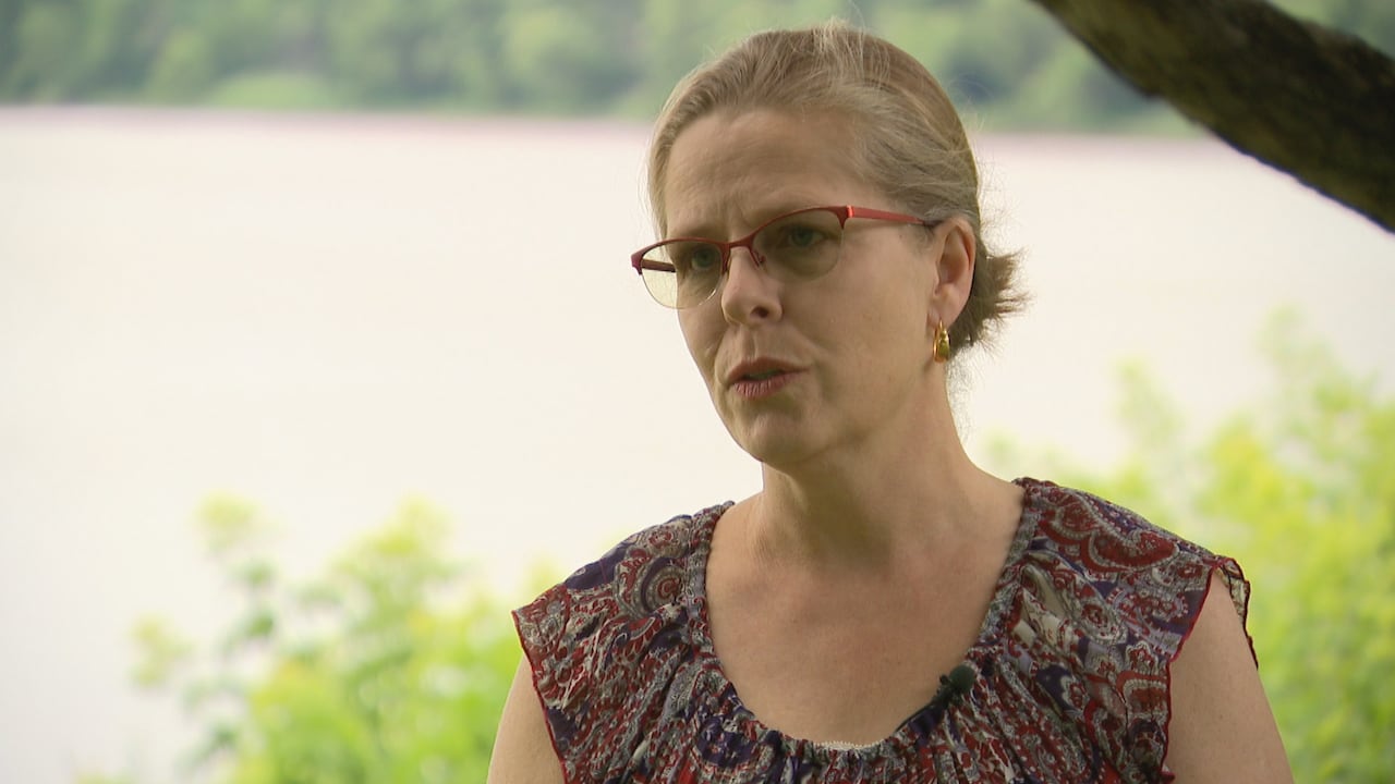 The mother speaking to a reporter