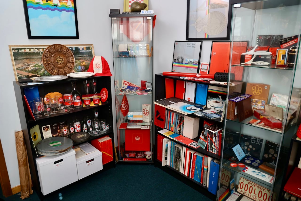 A collection of memorabilia from the 1976 Montreal Summer Olympics.