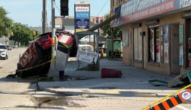 Stretch of Balmoral Street remains closed after collision at intersection with Sargent Avenue