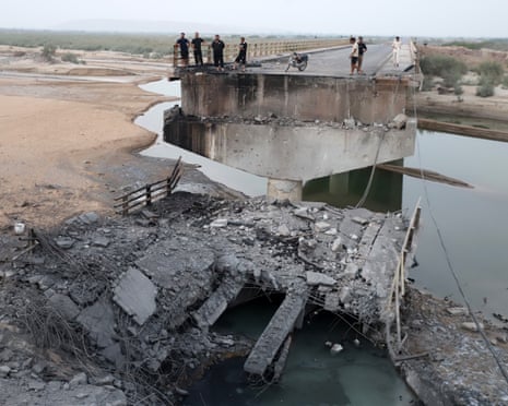 An Iranian bridge linking Bandar Abbas and Kehuristan is seen on Sunday in Iran’s Hormozgan province after US strike