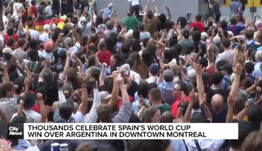 Thousands gather in Montreal to celebrate Spain's world cup win