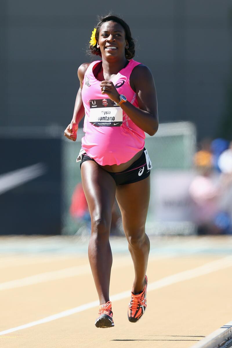 Alysia Montano runs in the opening round of the Women's 800 Meter on day 2 of the USATF Outdoor Championships