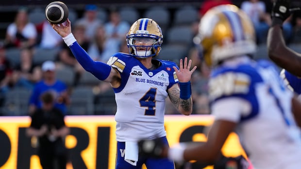 Brown-led Bombers storm back after trailing 26-9 to beat Redblacks in O/T