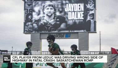 CFL player from Leduc was driving on wrong side of highway in fatal crash: Saskatchewan RCMP