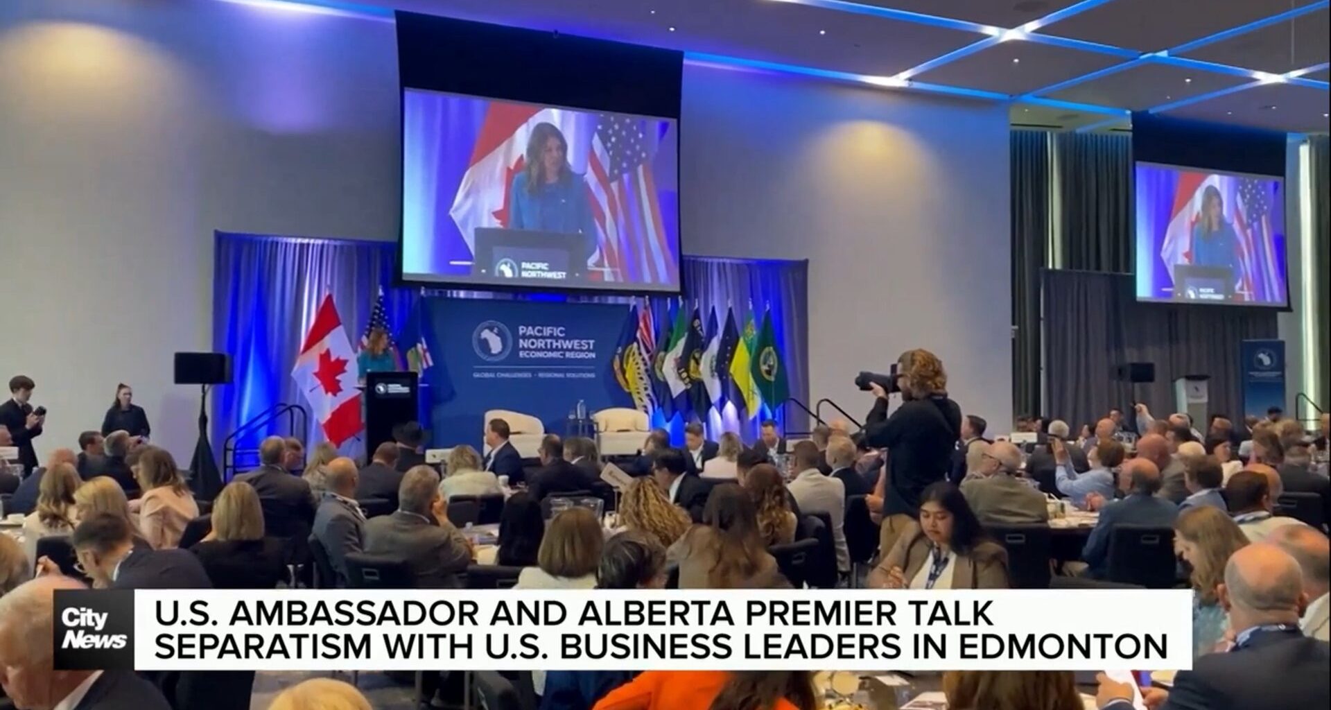 Both U.S. Ambassador and Alberta premier talk separatism as American business leaders gather in Edmonton