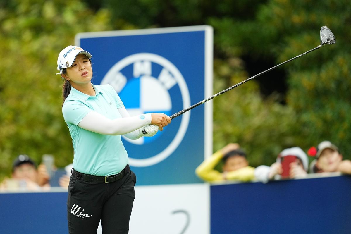 Kim Sei-young plays her shot from the tee during last year