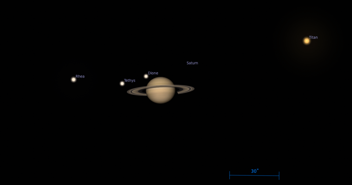The Sky Today on Wednesday, July 22: Dione passes north of Saturn