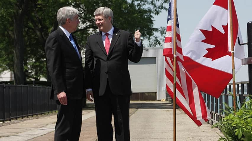 Two men talking