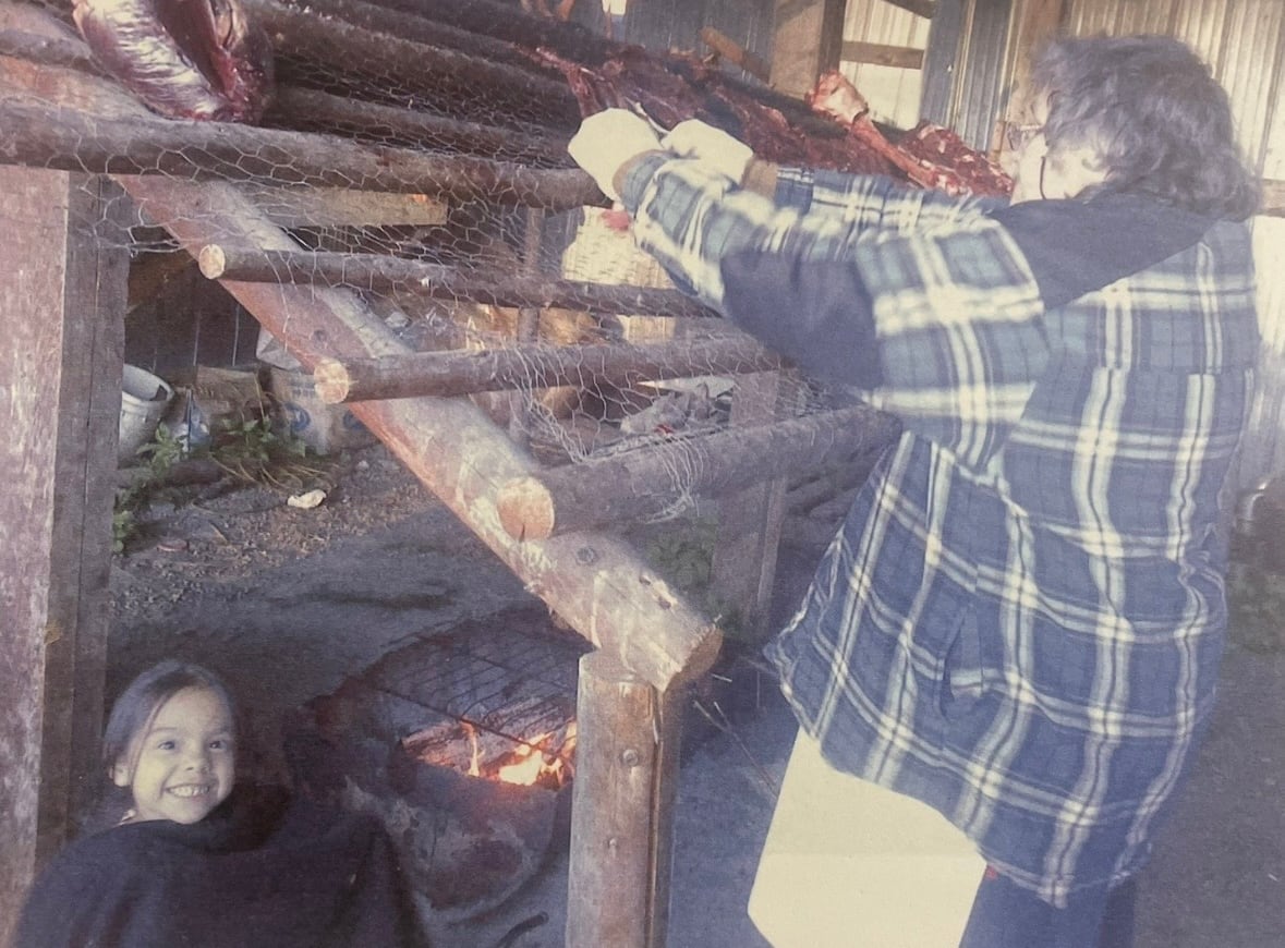 Miss Indigenous Canada 2026 candidate Ava Roe and grandmother at smoke meat shack in Paddle Prairie Metis Settlement in northwestern Alberta.