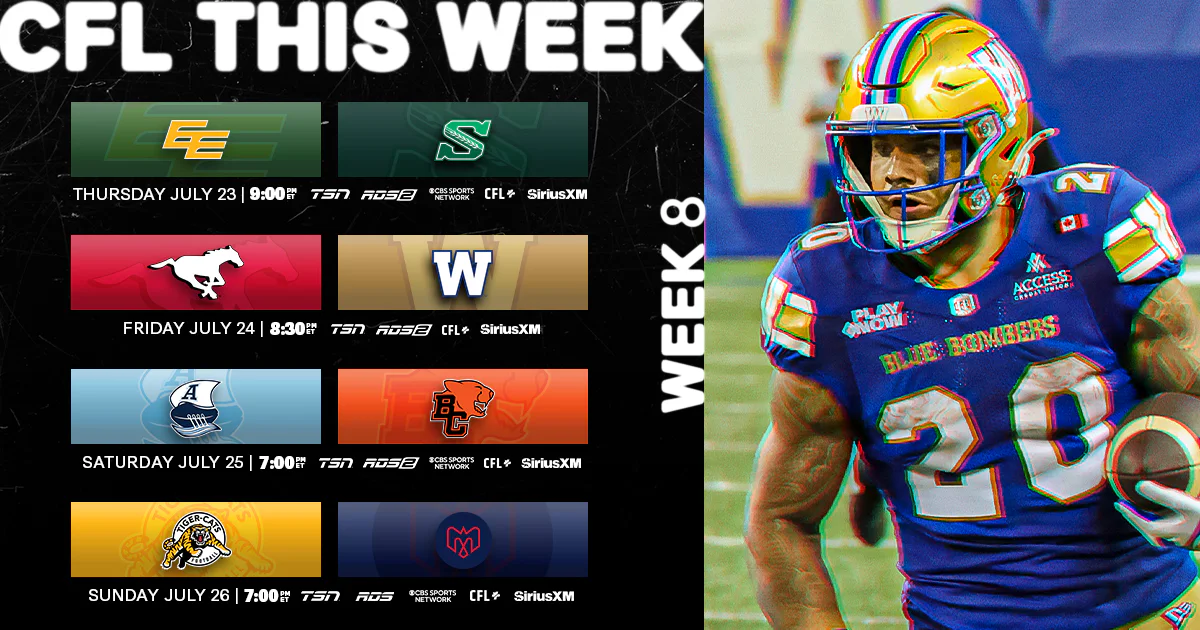 CFL Schedule Today July 24: Calgary Stampeders vs Winnipeg Blue Bombers