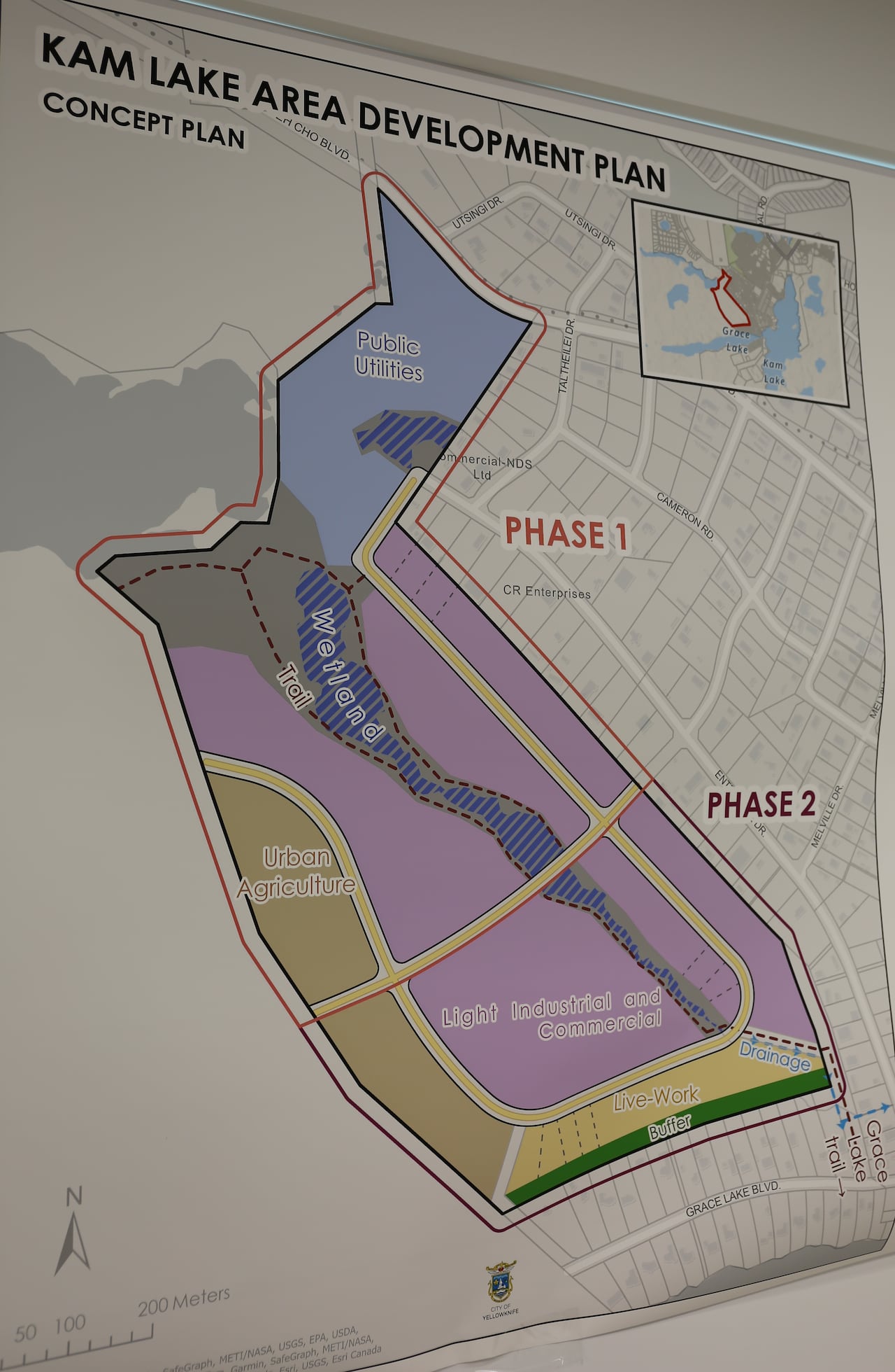 A poster with areas in different colours.