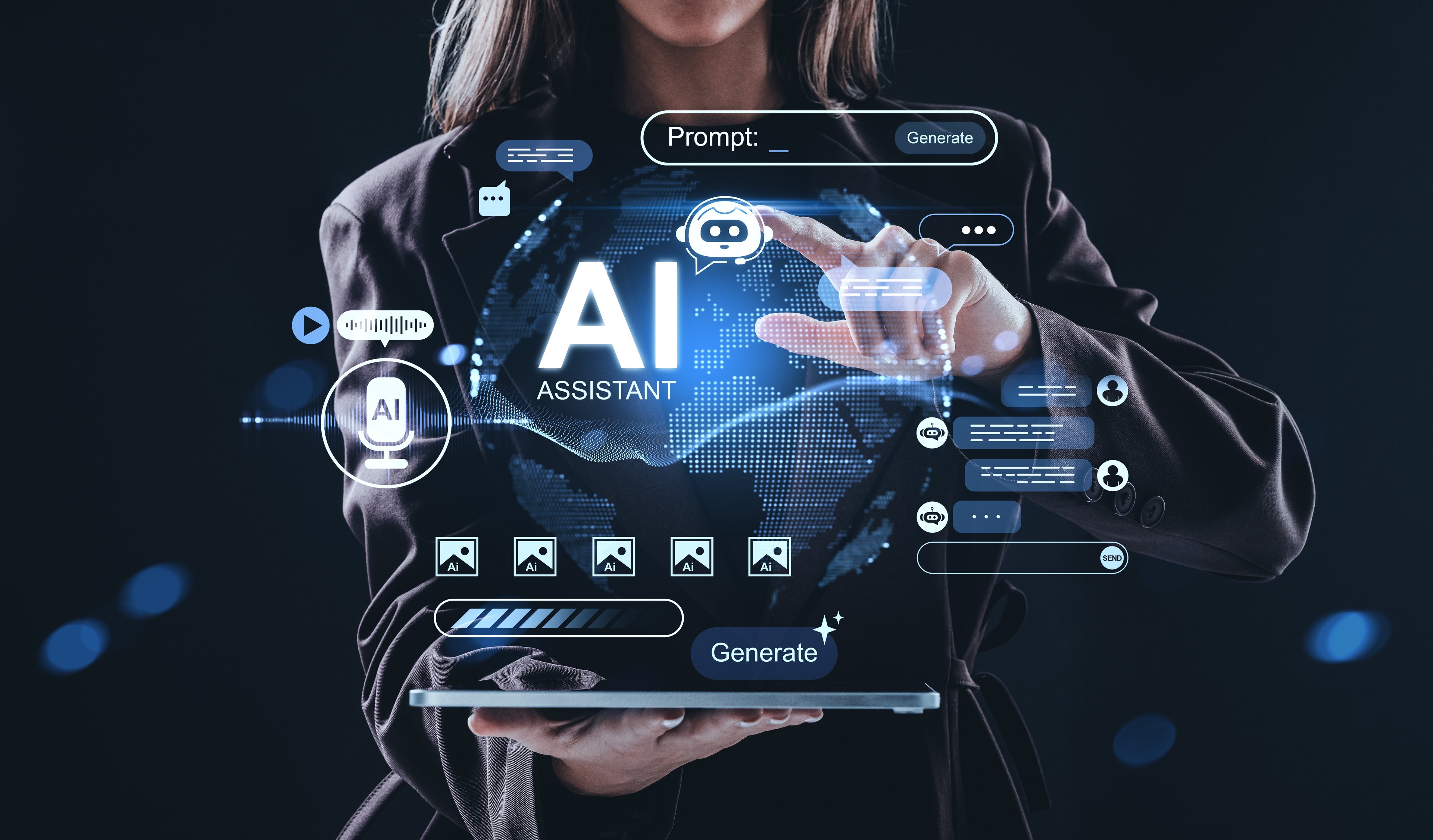 Human using a digital AI prompting interface.
