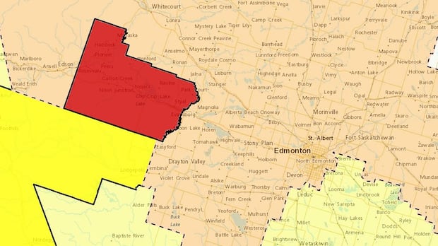 Severe thunderstorm warning issued for part of Yellowhead County