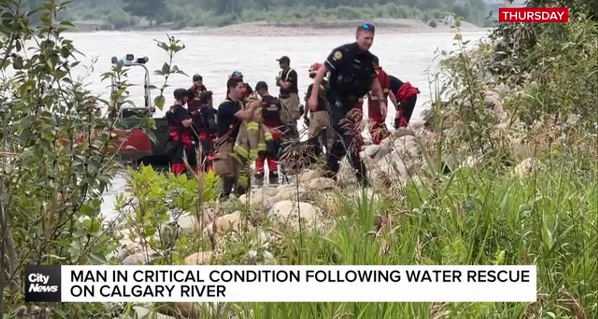 Man in critical condition following water rescue on Calgary river