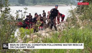 Man in critical condition following water rescue on Calgary river
