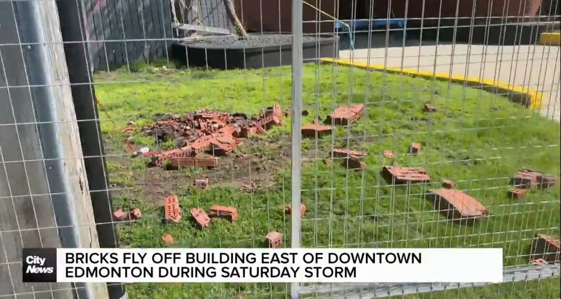 Bricks fly off apartment building east of downtown Edmonton