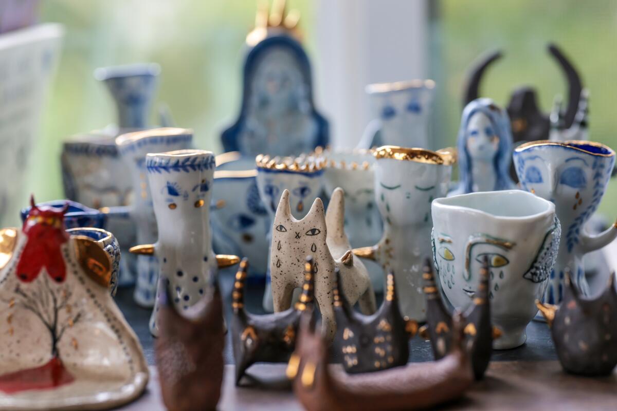 Some of artist Chelsea Bayouth's porcelain sculptures.