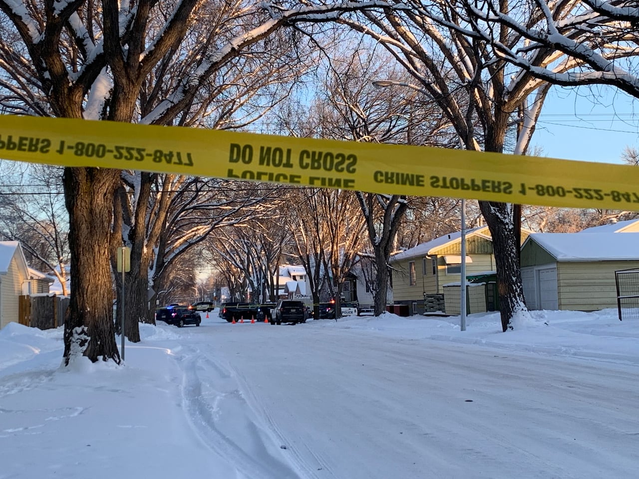 A snowy crime scene