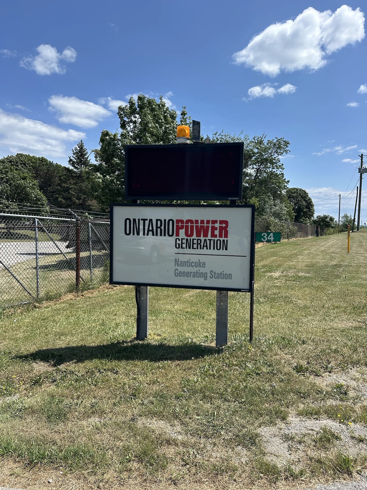 Sign with black and white and red