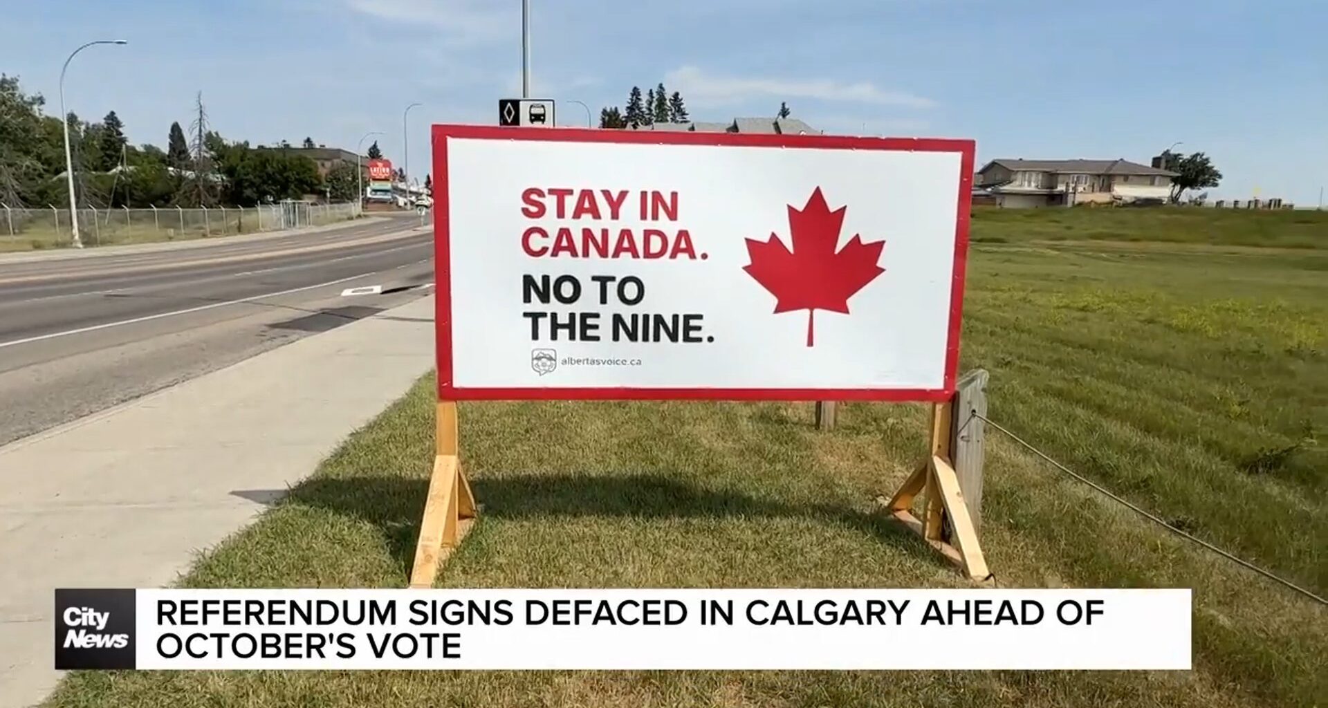 Referendum signs defaced in Calgary ahead of October's vote