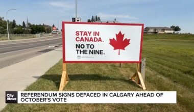 Referendum signs defaced in Calgary ahead of October's vote