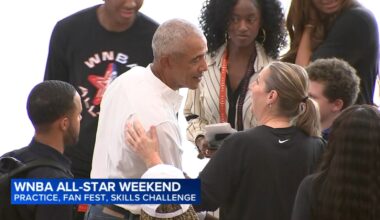 Barack Obama greets WNBA players as fans get excited for All Star Game in Chicago