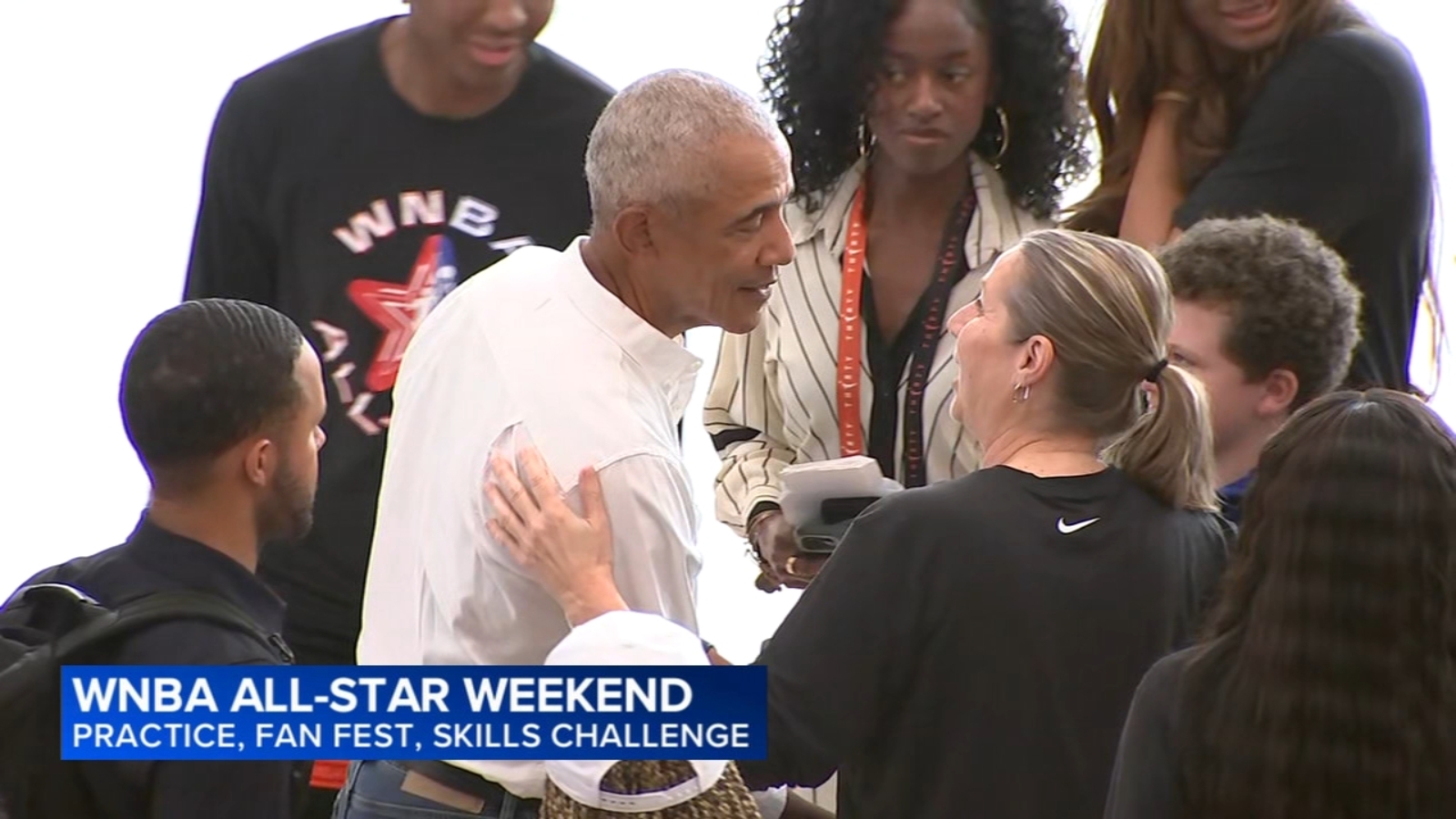 Barack Obama greets WNBA players as fans get excited for All Star Game in Chicago