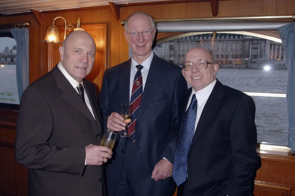 World Cup winners George Cohen, Jack Charlton and Nobby Stiles at a 1966 World Cup reunion