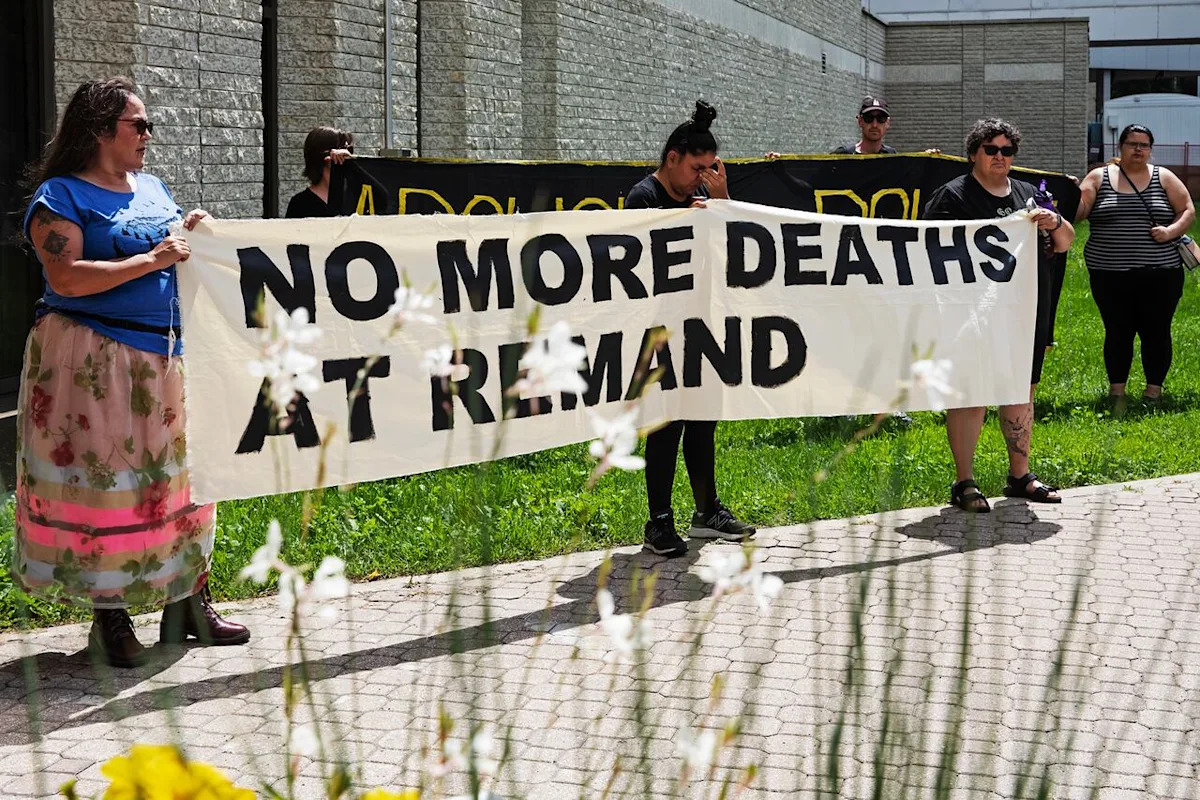 Crowd rallies for changes at Winnipeg Remand Centre after in-custody death of Kiana Everett