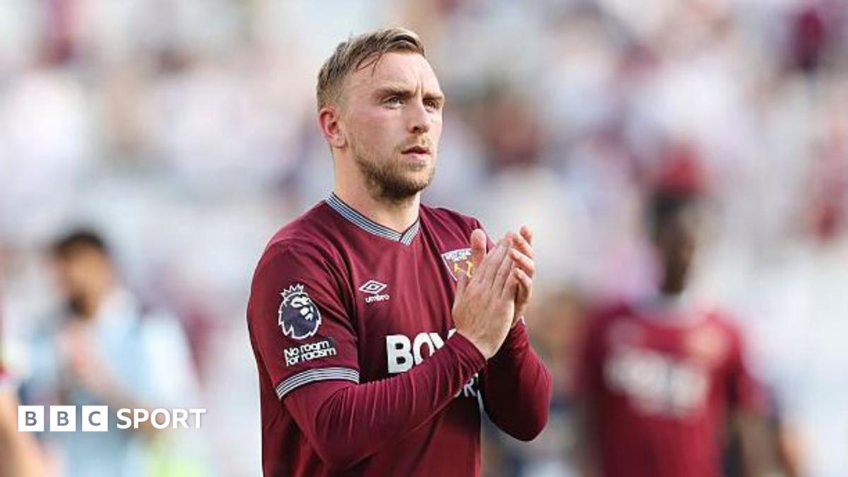 West Ham United forward Jarrod Bowen applauding the fans at the end of the match after his side's relegation from the Premier League was confirmed.