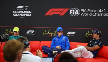 Press conference on Thersday, with Fernando Alonso, Franco Colapinto and Carlos Sainz during the Hungarian GP, Hungaroring, Budapest, 23-26 July 2026, Formula 1 World championship 2026.