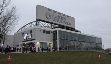 Nov 16, 2025; Winnipeg, Manitoba, Canada; General view of the stadium prior to the game between Montreal Alouettes and Saskatchewan Roughriders during the 112th Grey Cup Championship at Princess Auto Stadium.