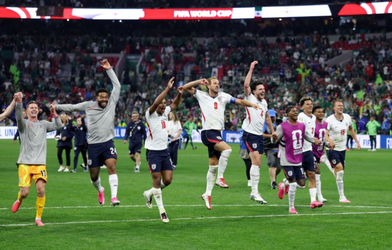 England players celebrate after the match