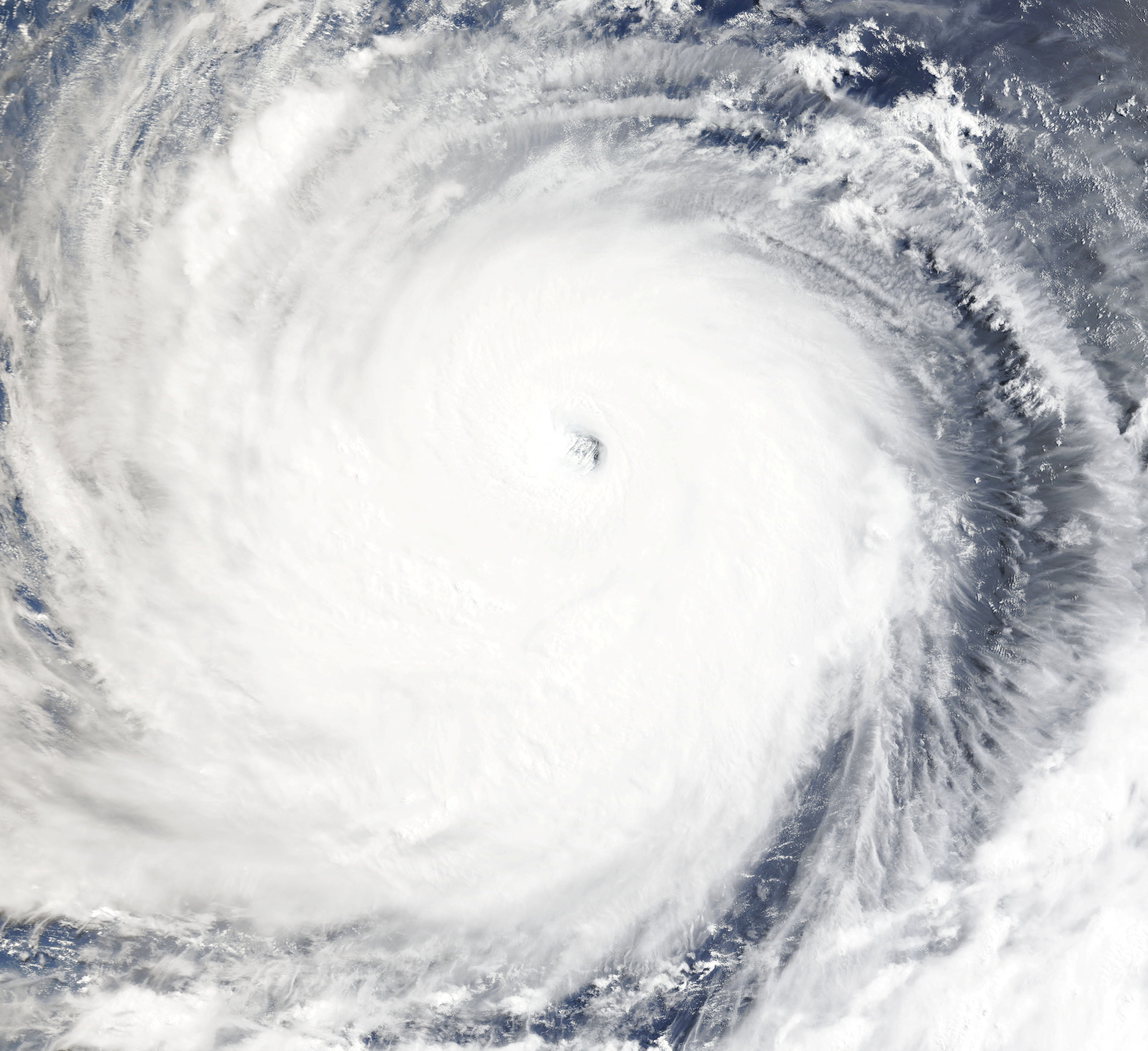 A satellite image shows Super Typhoon Bavi over the Philippine Sea