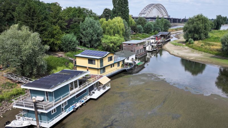 Stranded houseboats and shrunken rivers: the Netherlands declares a water shortage