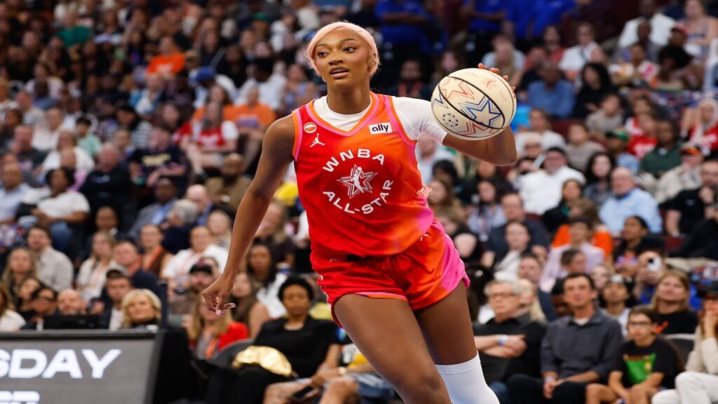 Angel Reese played the first half for Team Coop in the 2026 WNBA All-Star game. 