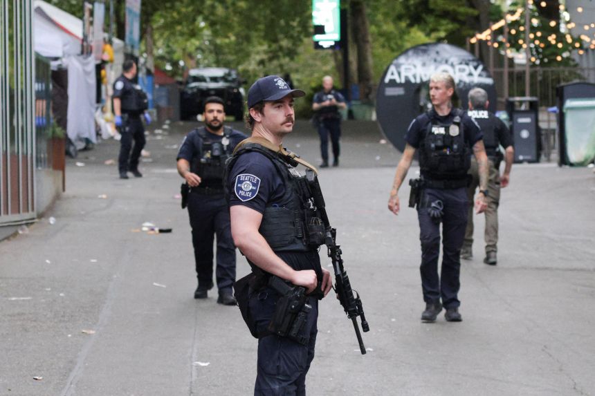 Seattle police responded to a shooting Sunday at the Seattle Center, which was hosting a Bite of Seattle food festival.