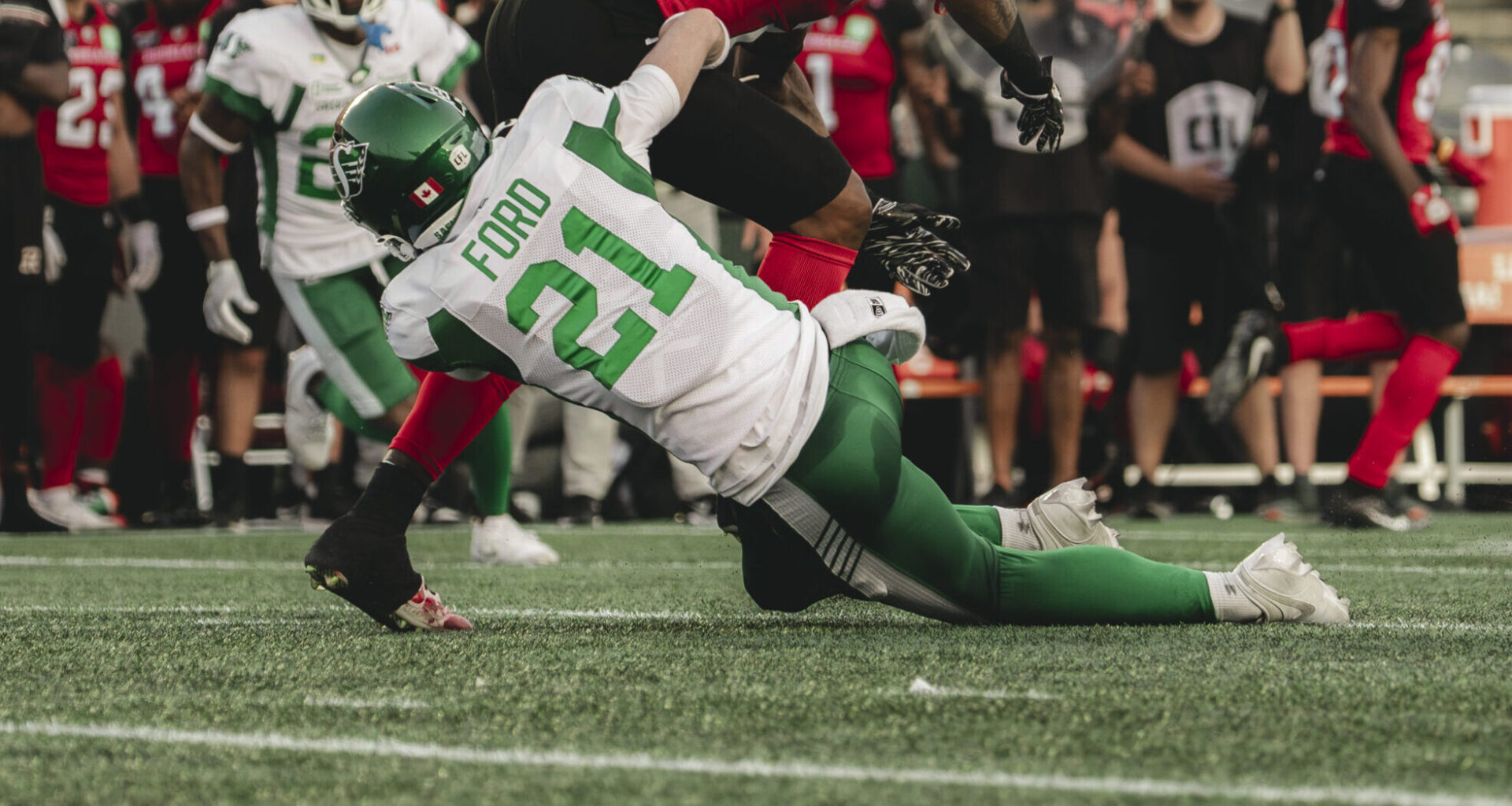 Roughriders’ lead was safe after Ford’s timely tackle